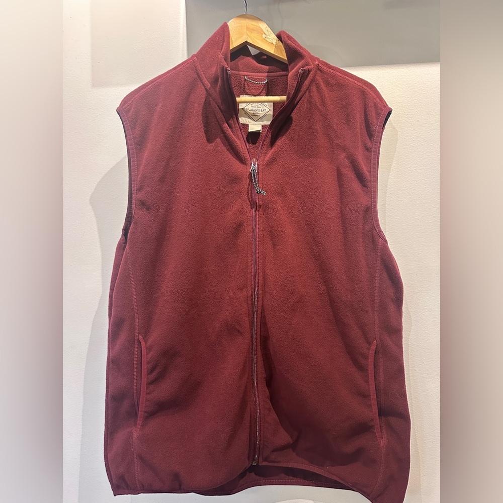 Men's Maroon Fleece Vest - St. John’s Bay